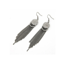 Fashion Thread Dreamcatcher Black Tassel Earring, Crystal Seed Bead Black Tassel Earring